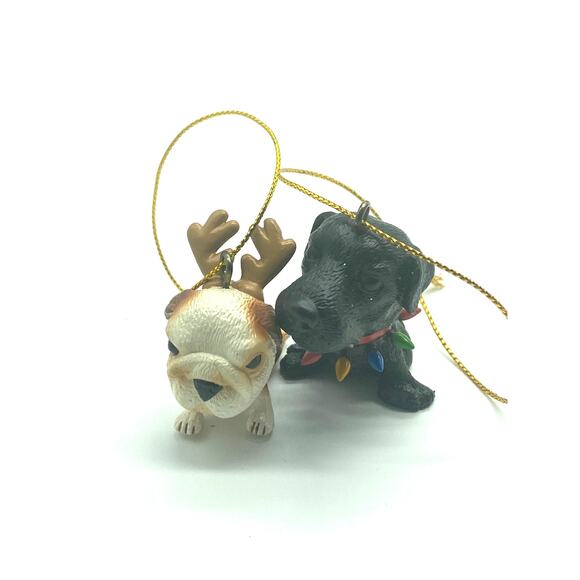 2 The‎ Dog Artist Int. Kurt Adler Christmas Ornaments Bulldog and Black Labrador - Picture 1 of 7